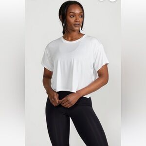 Southern Athletica White Scoop Neck Loose Fit Cropped Tee T-Shirt